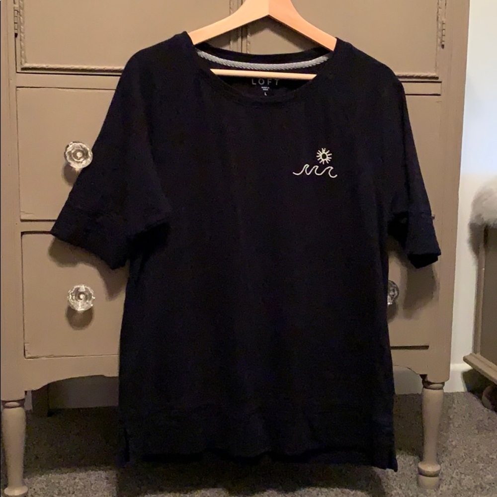 Navy blue short sleeve loft sweater